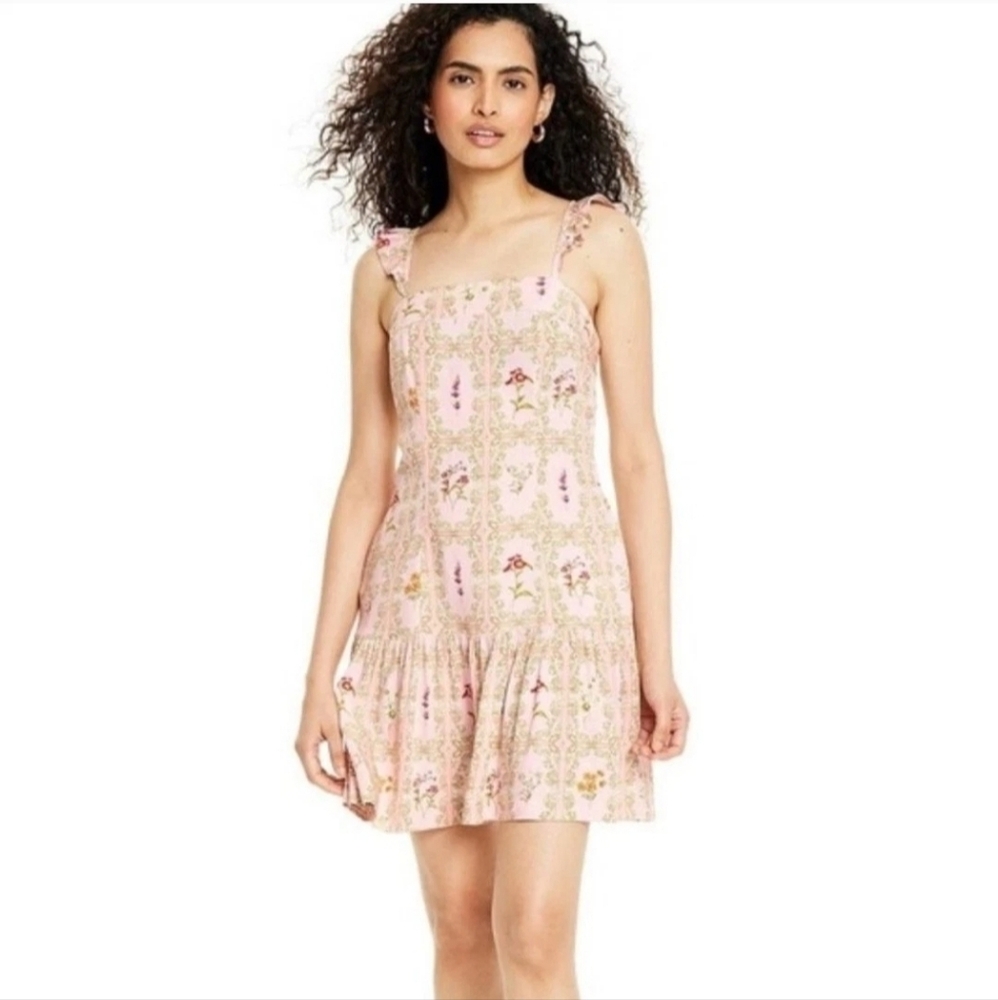 Agua Bendita x Target Flutter Strap Short Floral Dress, Pink, Size XXL NWT